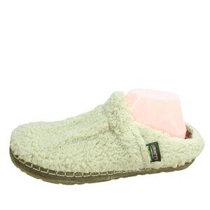 LL Bean White Knit Shearling Lined Water Resistant Cozy Slippers Size 11 M